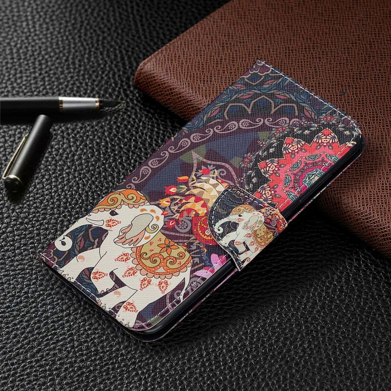 Flip Cover Xiaomi Redmi Note 9 Indiske Elefanter