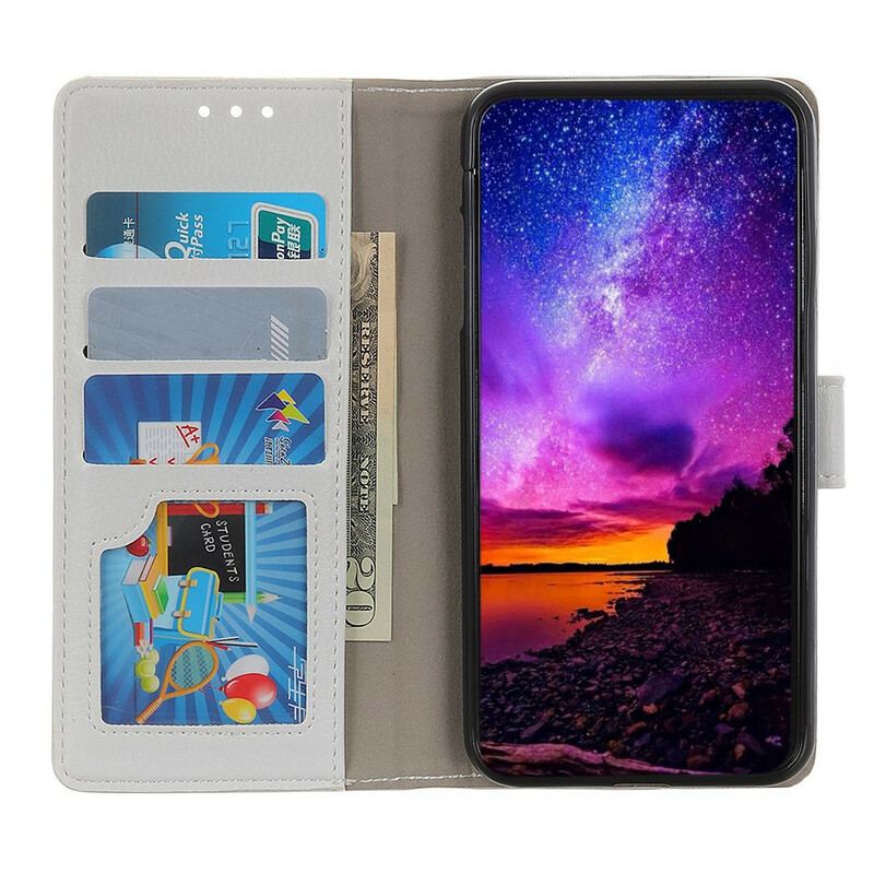 Flip Cover Xiaomi Redmi Note 9 Litchi-sømme I Lædereffekt