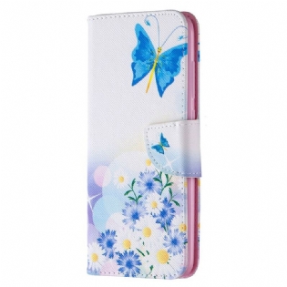 Flip Cover Xiaomi Redmi Note 9 Malede Sommerfugle Og Blomster