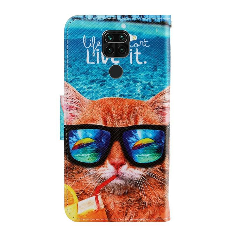 Flip Cover Xiaomi Redmi Note 9 Med Snor Cat Live It Strappy