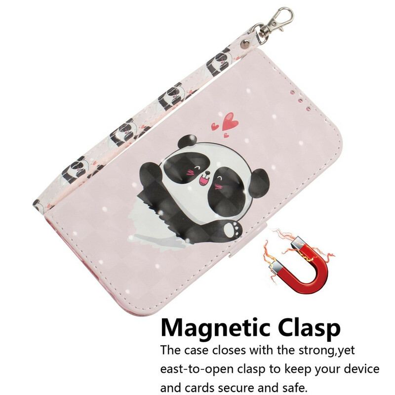 Flip Cover Xiaomi Redmi Note 9 Med Snor Panda Love Med Snor