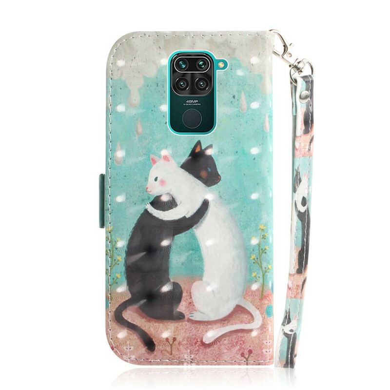 Flip Cover Xiaomi Redmi Note 9 Med Snor Strappy Cat Friends