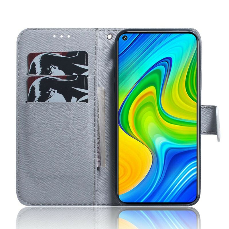 Læder Cover Xiaomi Redmi Note 9 Maleri Af Ugler