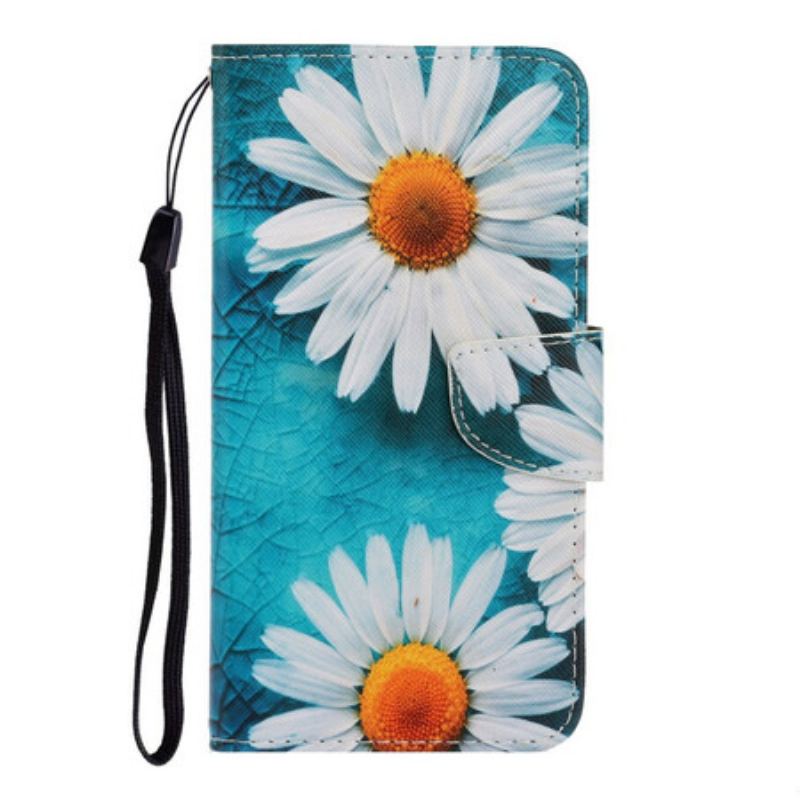 Læder Cover Xiaomi Redmi Note 9 Med Snor Thong Tusindfryd