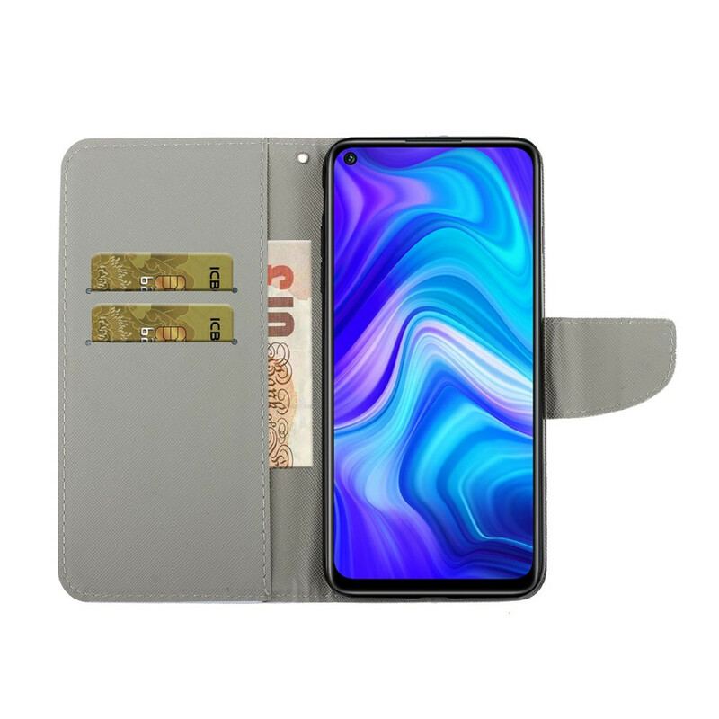 Læder Cover Xiaomi Redmi Note 9 Med Snor Thong Tusindfryd