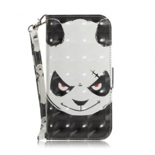 Læder Cover Xiaomi Redmi Note 9 Med Snor Vred Panda Med Snor