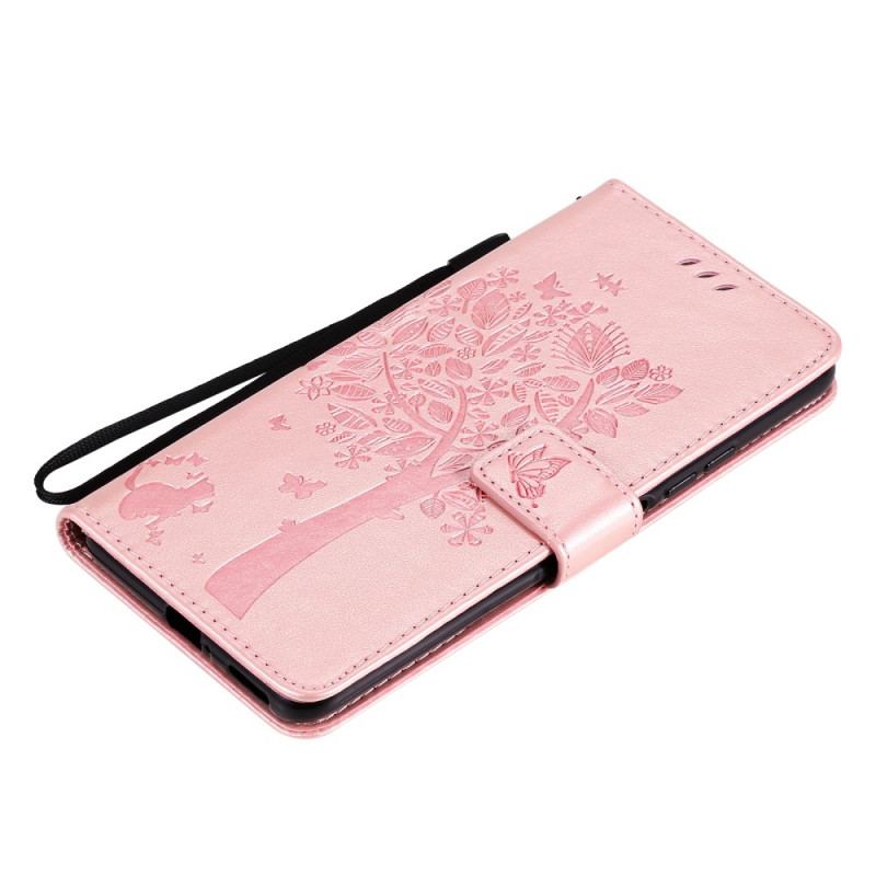 Flip Cover Poco F3 Kat Og Sommerfugle