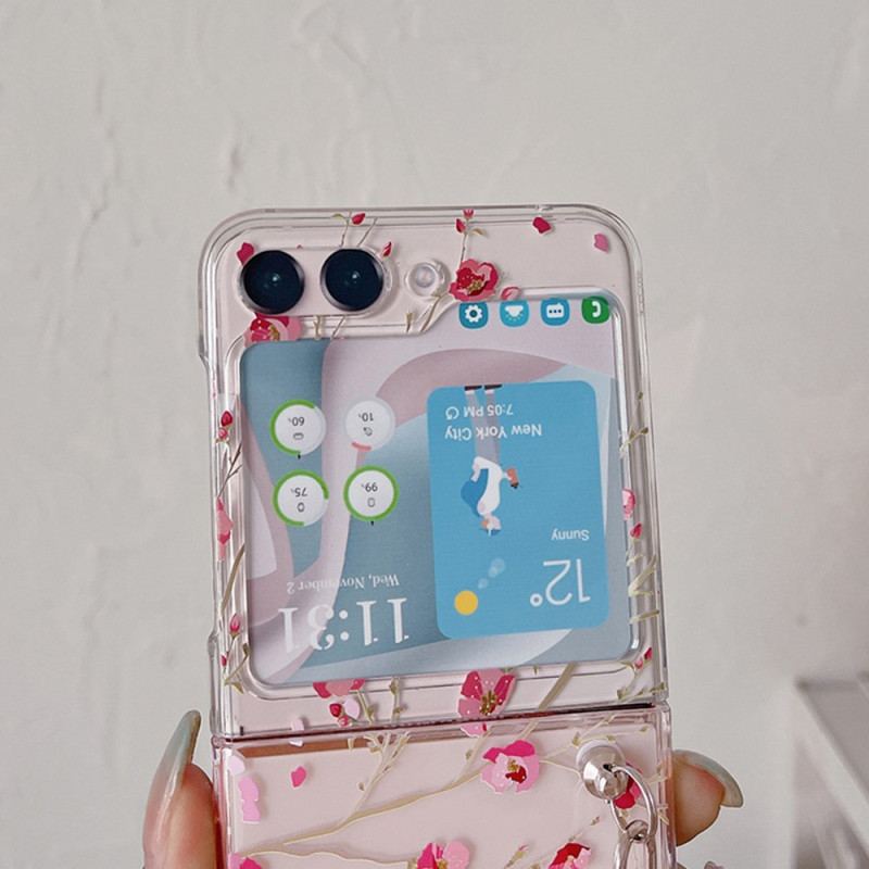 Cover Samsung Galaxy Z Flip 5 Gennemsigtig Blomstret