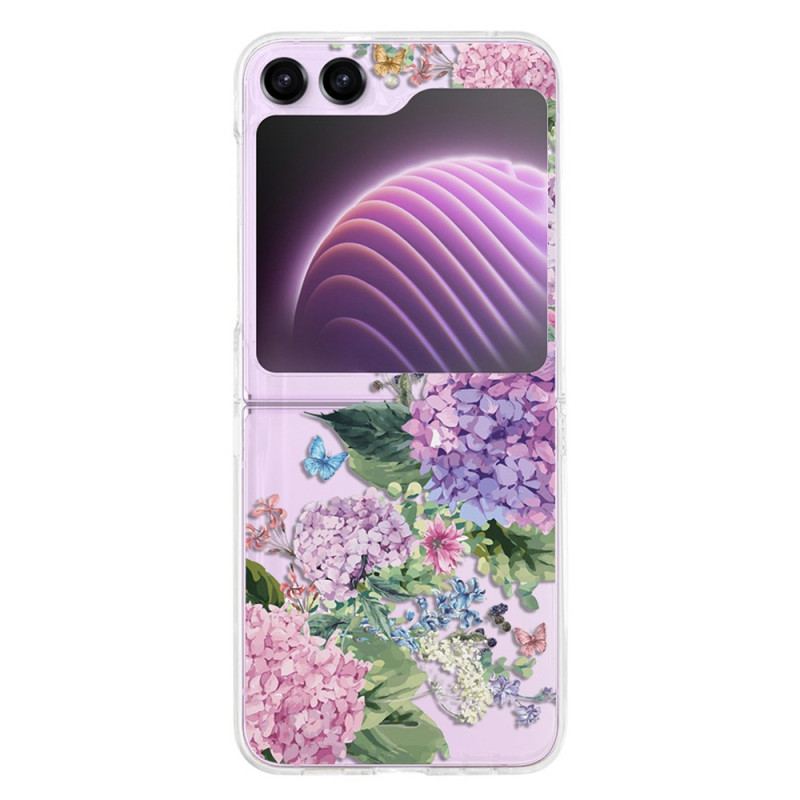 Cover Samsung Galaxy Z Flip 5 Gennemsigtige Blomster