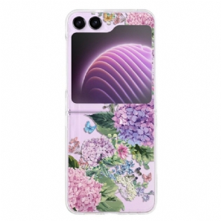 Cover Samsung Galaxy Z Flip 5 Gennemsigtige Blomster