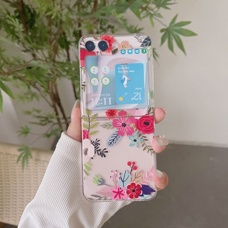 Cover Samsung Galaxy Z Flip 5 Gennemsigtige Blomster