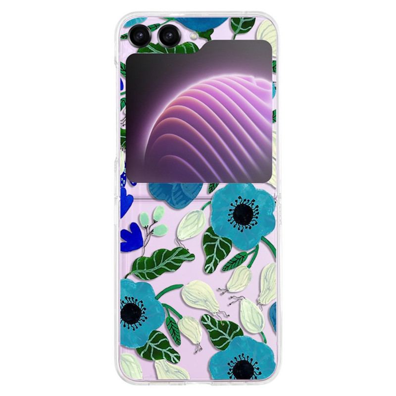 Cover Samsung Galaxy Z Flip 5 Gennemsigtige Smukke Blomster