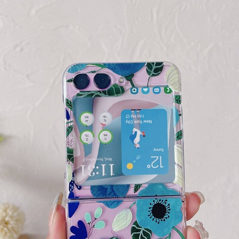 Cover Samsung Galaxy Z Flip 5 Gennemsigtige Smukke Blomster