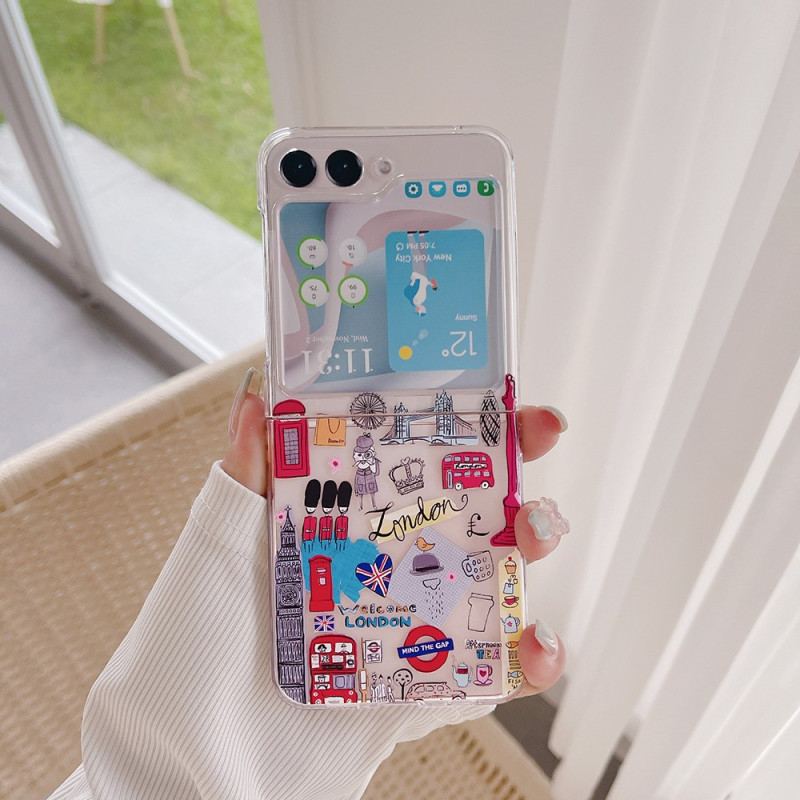 Cover Samsung Galaxy Z Flip 5 Telefon Etui Gennemsigtigt London