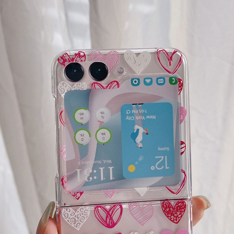 Cover Til Samsung Galaxy Z Flip 5 Gennemsigtige Hjerter