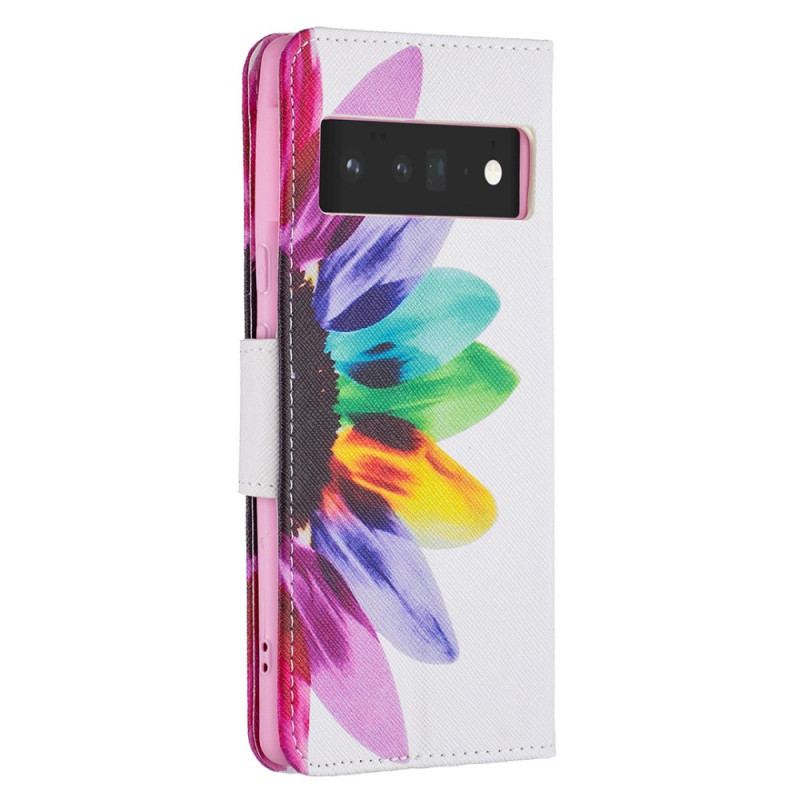 Cover Google Pixel 6 Pro Flip Cover Akvarel Blomst