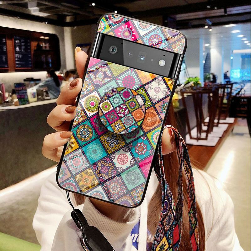 Cover Google Pixel 6 Pro Patchwork Magnetisk Holder