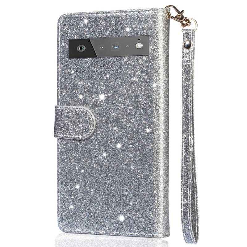 Flip Cover Google Pixel 6 Pro Glitter Møntpung