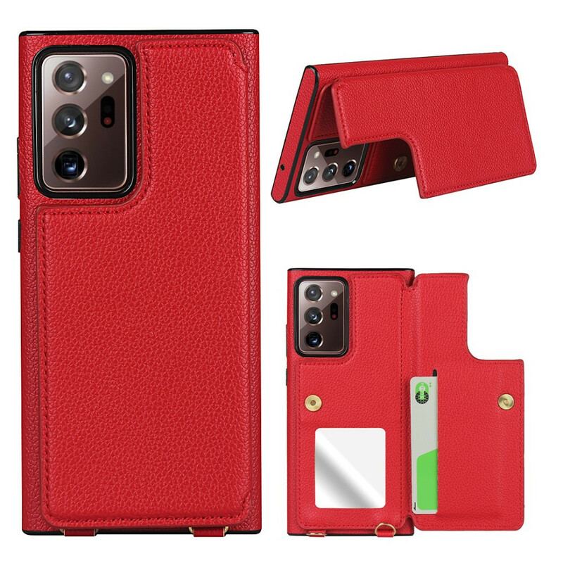 Cover Samsung Galaxy Note 20 Ultra Litchi Læder Kortholder Stativ