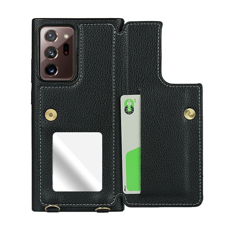 Cover Samsung Galaxy Note 20 Ultra Litchi Læder Kortholder Stativ