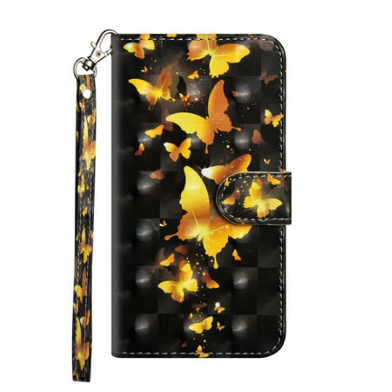 Flip Cover Samsung Galaxy Note 20 Ultra Gule Sommerfugle