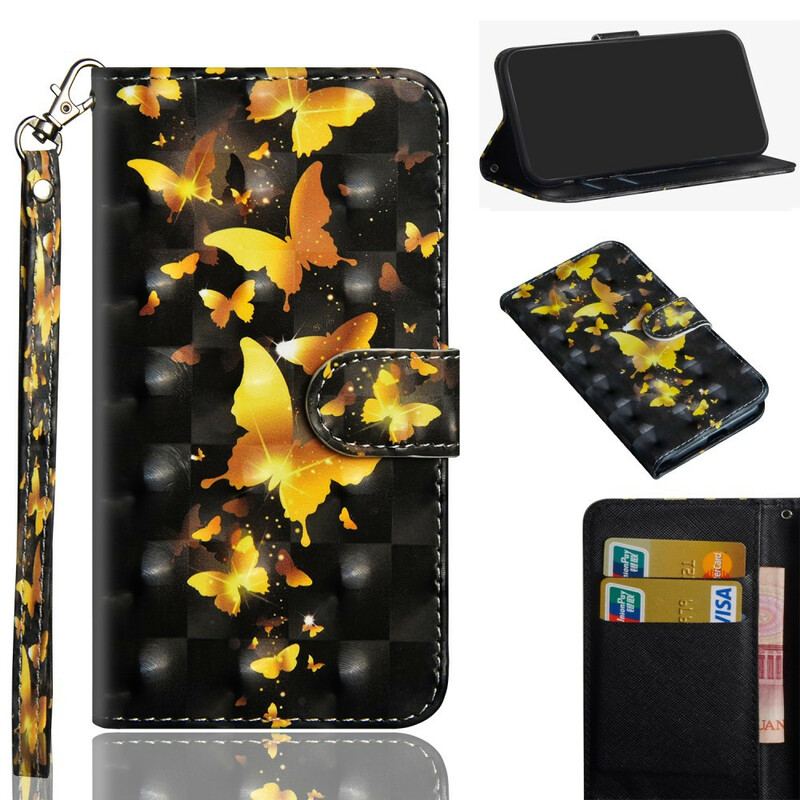 Flip Cover Samsung Galaxy Note 20 Ultra Gule Sommerfugle