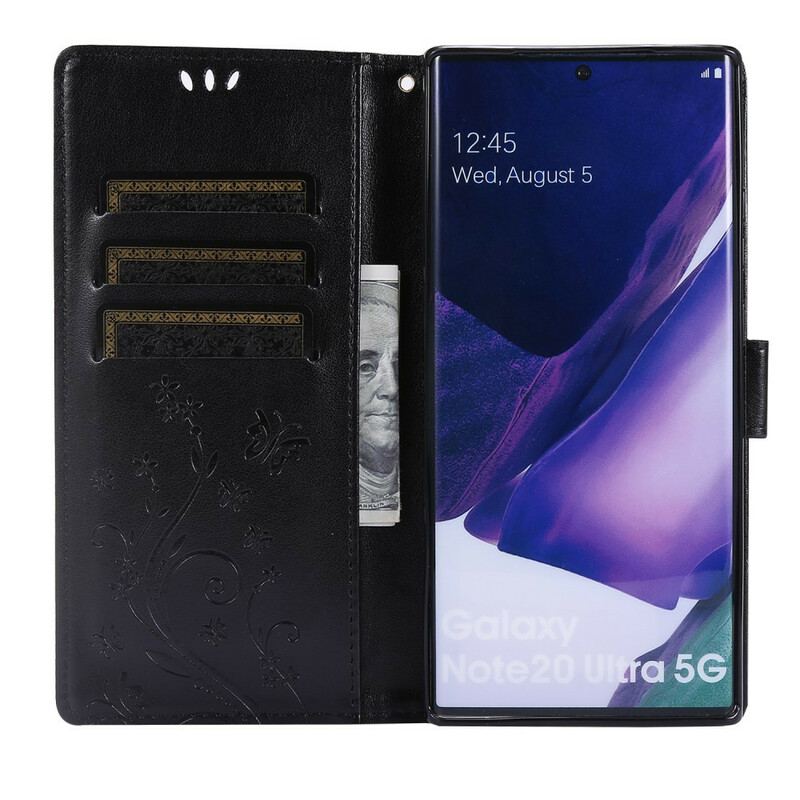 Læder Cover Samsung Galaxy Note 20 Ultra Sommerfugle I Vinden