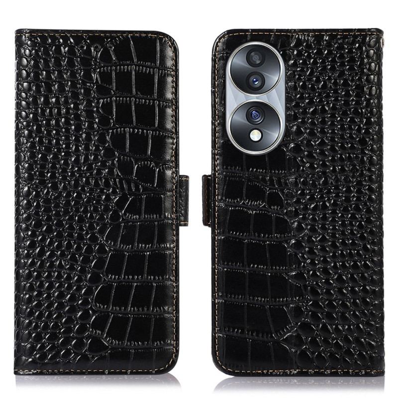 Flip Cover Honor 70 Crocodile Style Rfid