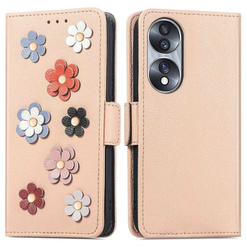 Læder Cover Honor 70 3d Blomster