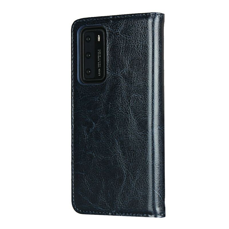 Cover Huawei P40 Flip Cover Ægte Læder