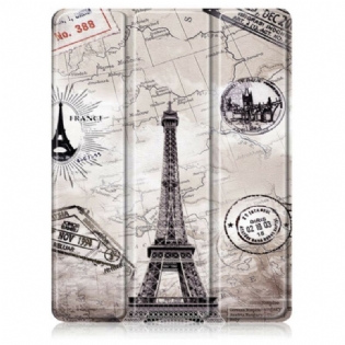 Cover iPad Air (2022) (2020) Retro Eiffeltårn Med Stylusholder