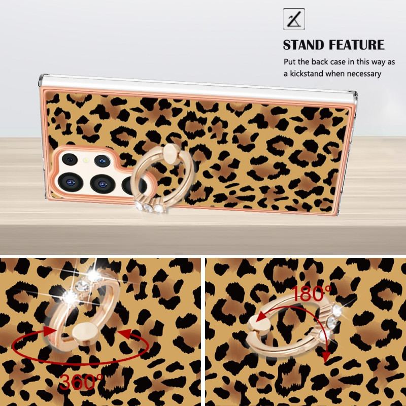 Cover Samsung Galaxy S24 Ultra 5g Telefon Etui Med Leopard Print Ringholder