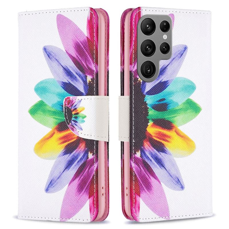 Flip Cover Samsung Galaxy S24 Ultra 5g Akvarelblomst