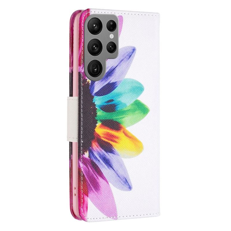 Flip Cover Samsung Galaxy S24 Ultra 5g Akvarelblomst