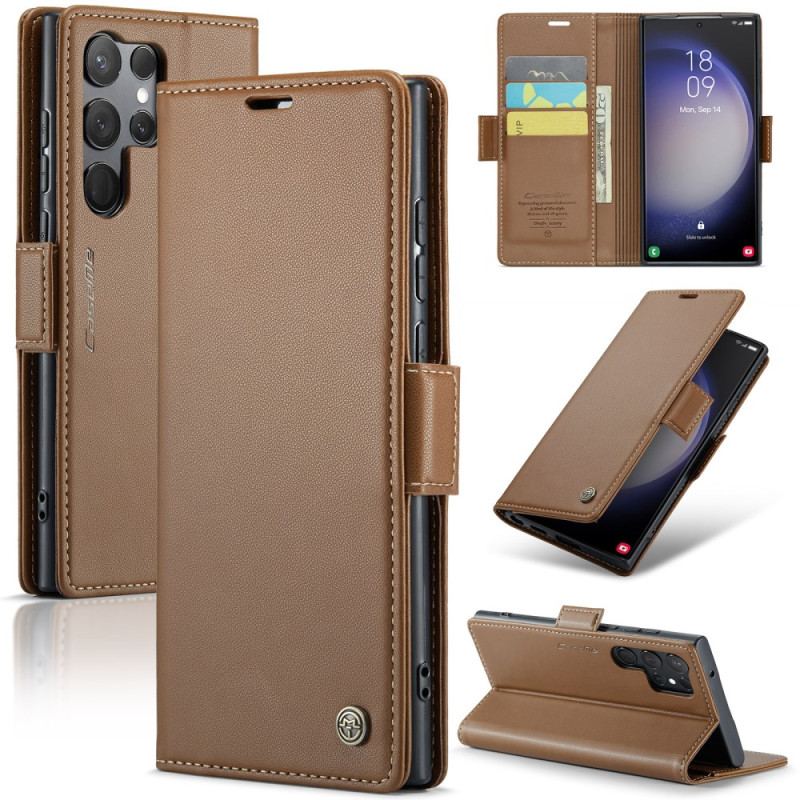 Flip Cover Samsung Galaxy S24 Ultra 5g Caseme Litchi Tekstur