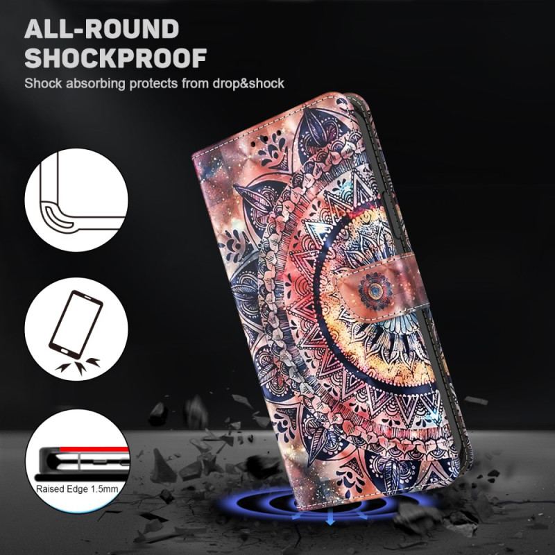 Flip Cover Samsung Galaxy S24 Ultra 5g Farverig Mandala Med Rem