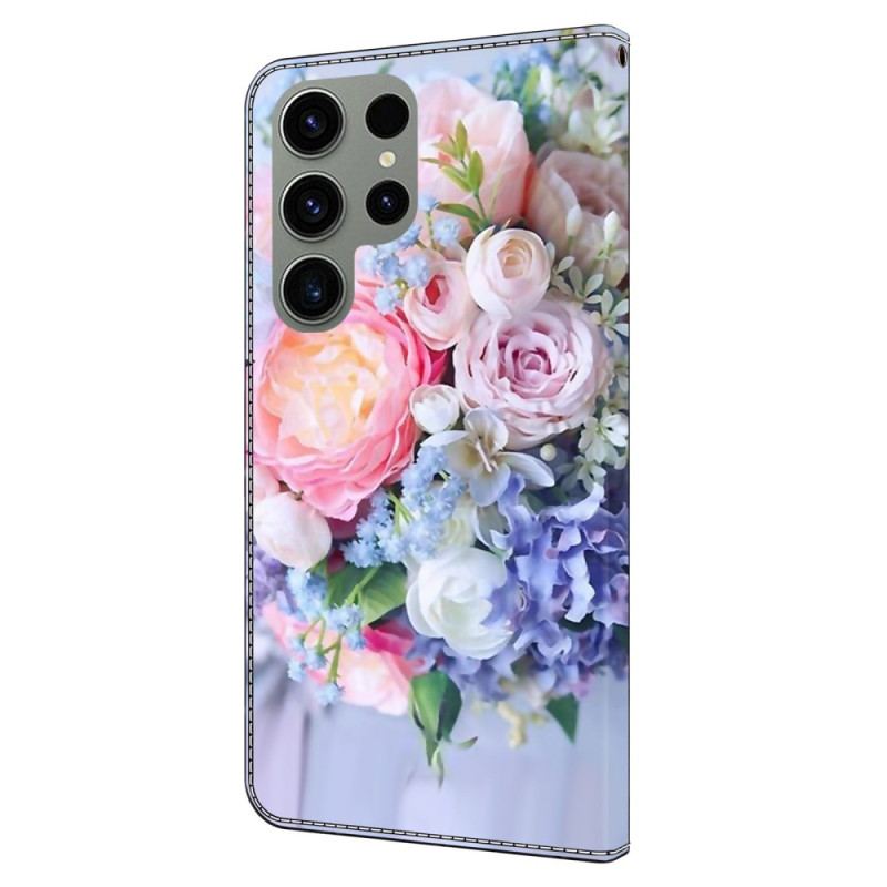 Flip Cover Samsung Galaxy S24 Ultra 5g Farverige Blomster