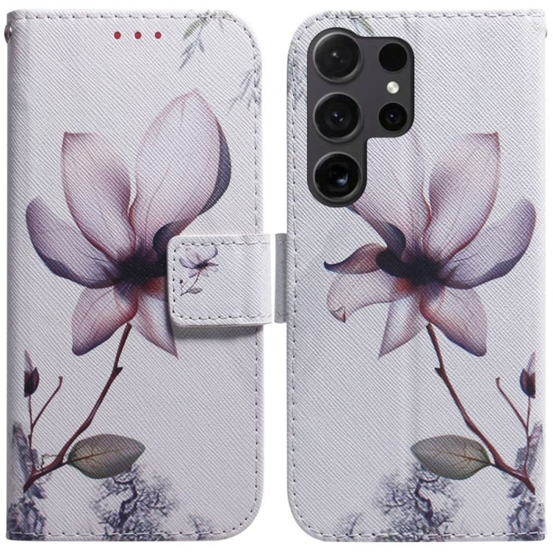 Flip Cover Samsung Galaxy S24 Ultra 5g Lyserød Blomst