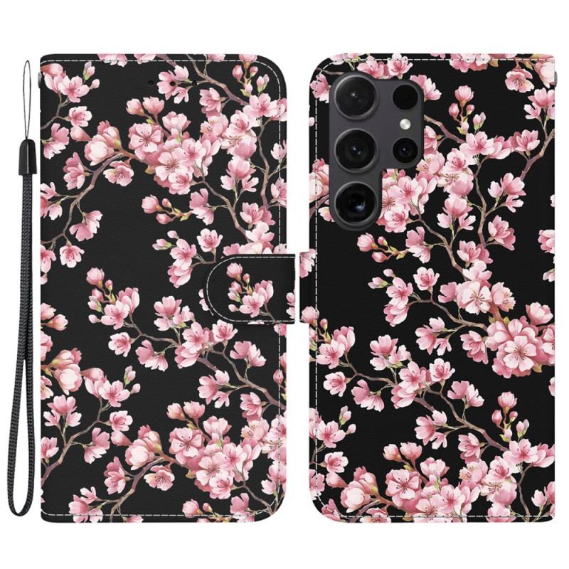 Flip Cover Samsung Galaxy S24 Ultra 5g Omspændte Blommeblomster