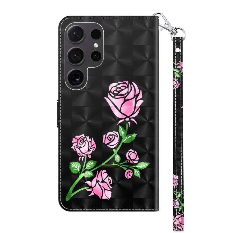 Flip Cover Samsung Galaxy S24 Ultra 5g Rosenblomster Med Rem