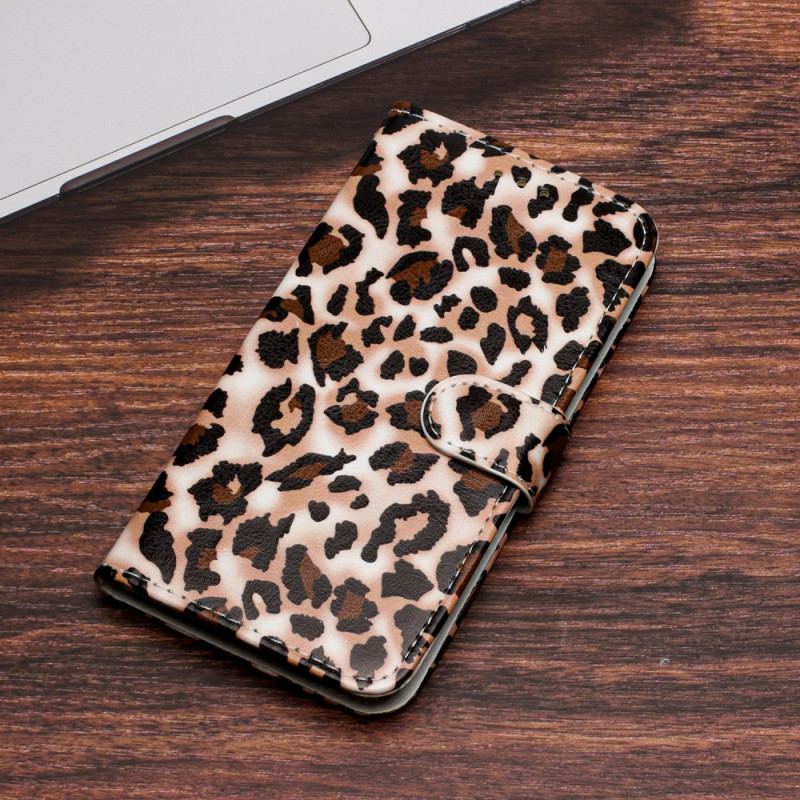 Flip Cover Samsung Galaxy S24 Ultra 5g Strappy Med Leopardtryk