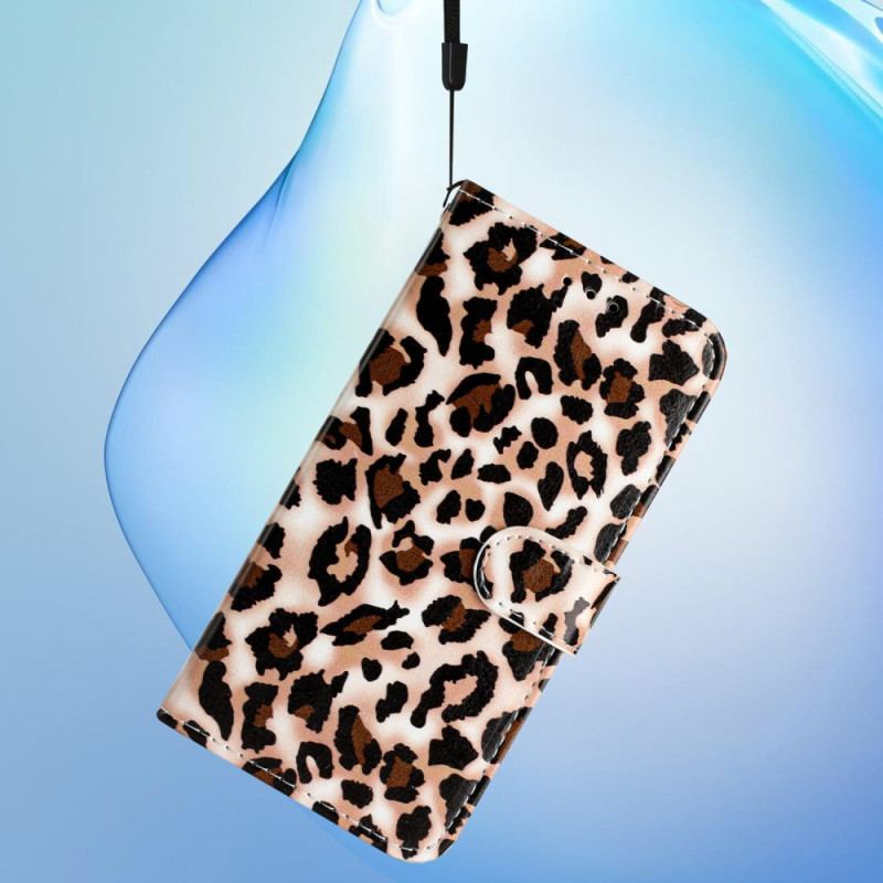 Flip Cover Samsung Galaxy S24 Ultra 5g Strappy Med Leopardtryk