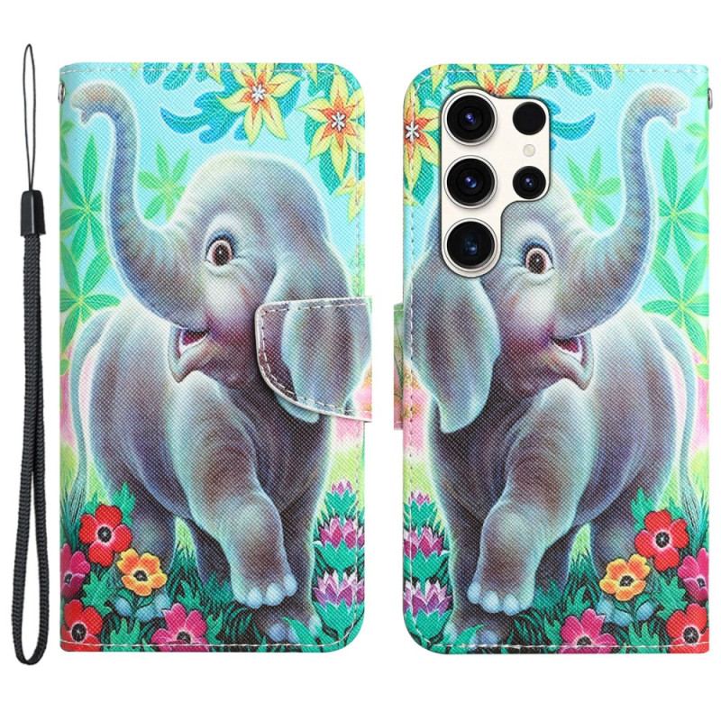 Flip Cover Til Samsung Galaxy S24 Ultra 5g Elefant Med Rem