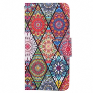 Flip Cover Til Samsung Galaxy S24 Ultra 5g Patchwork Med Rem