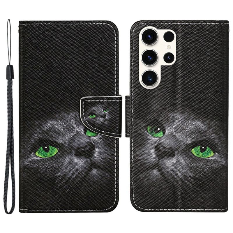 Læder Cover Samsung Galaxy S24 Ultra 5g Strappy Cat Eyes