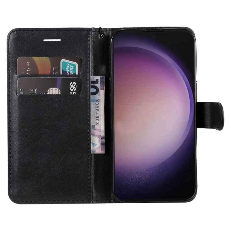 Læder Cover Samsung Galaxy S24 Ultra 5g Telefon Etui Ensfarvet Med Rem