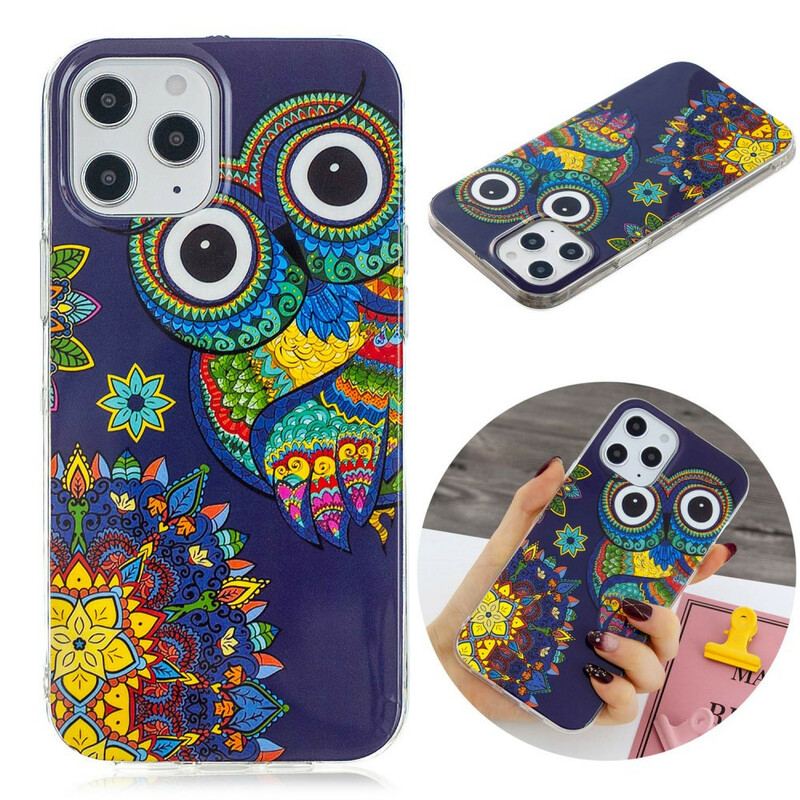 Cover iPhone 12 Pro Max Fluorescerende Ugle Mandala