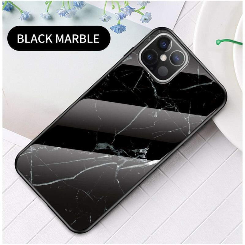 Cover iPhone 12 Pro Max Marmorfarver Hærdet Glas