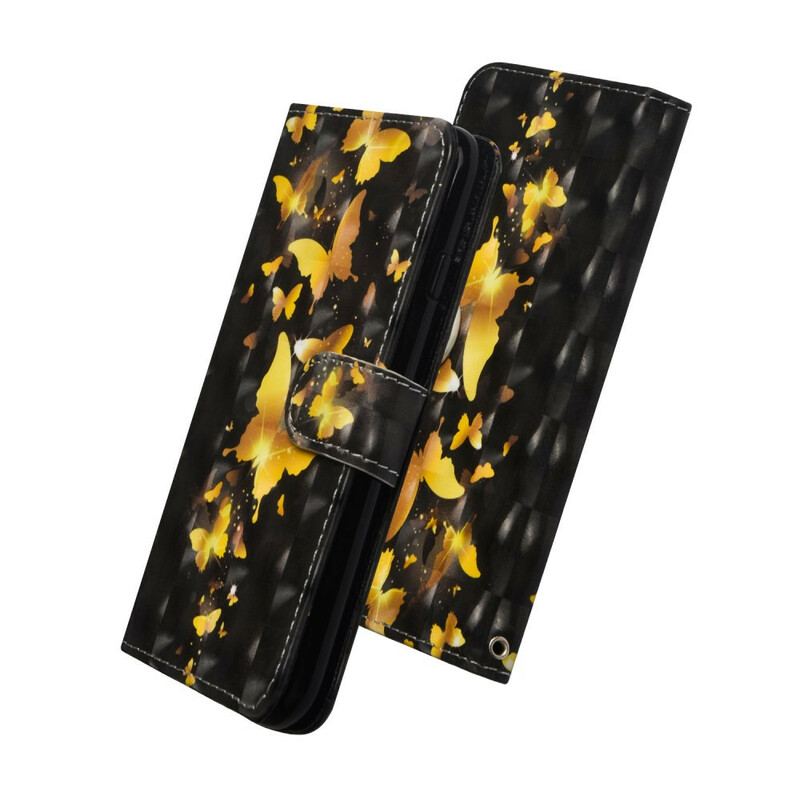 Flip Cover iPhone 12 Pro Max Gule Sommerfugle