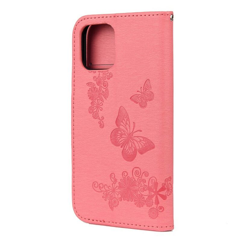 Flip Cover iPhone 12 Pro Max Med Snor Pragtfulde Stropsommerfugle